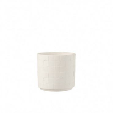 Cache-Pot Carre Ceramique Blanc Taille Moyenne