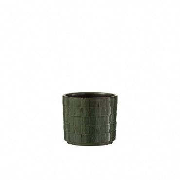 Cache-Pot Carre Ceramique Vert Petite Taille