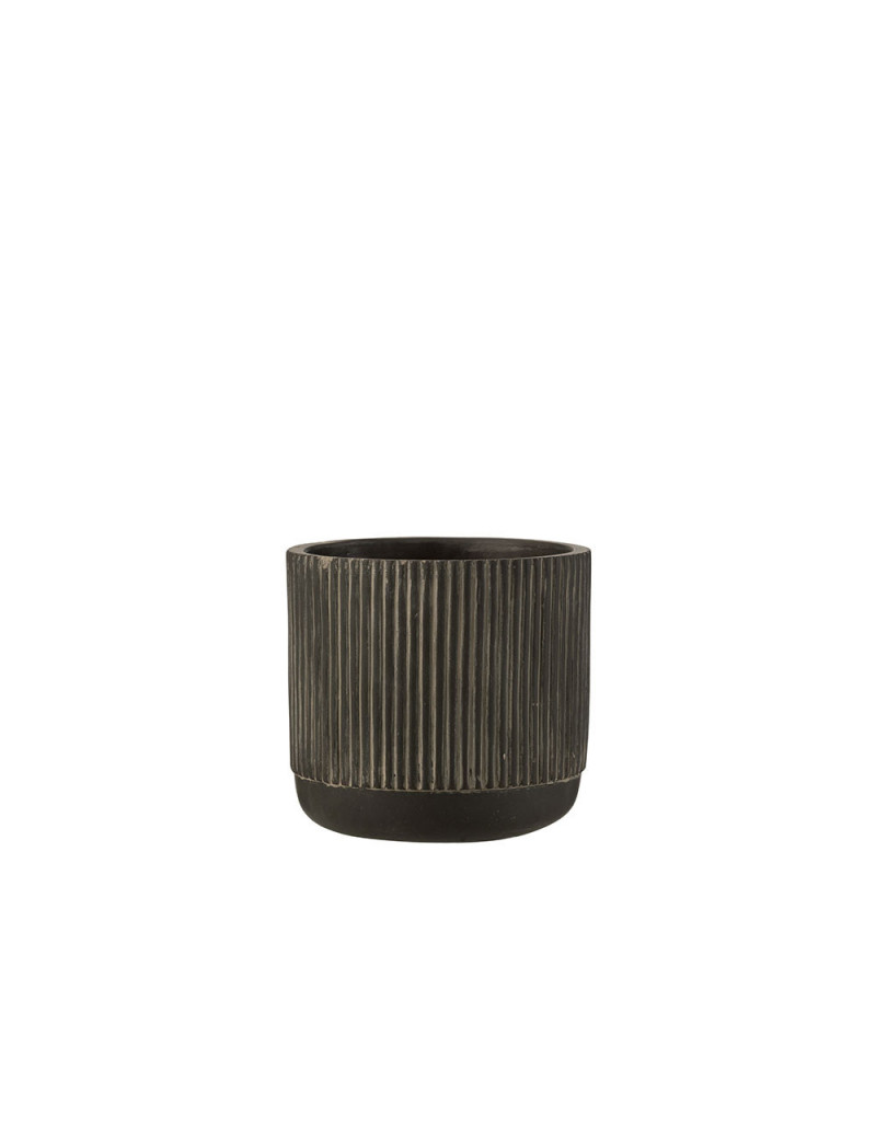 Cache-Pot Lignes Ceramique Noir/Marron Taille Moyenne J-line