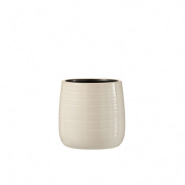 Cache-Pot Uni Ceramique Blanc Taille Moyenne
