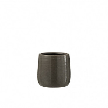 Cache-Pot Uni Ceramique Gris Petite Taille