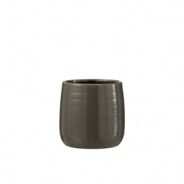 Cache-Pot Uni Ceramique Gris Taille Moyenne