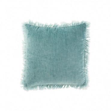 Coussin Franges Polyester Turquoise