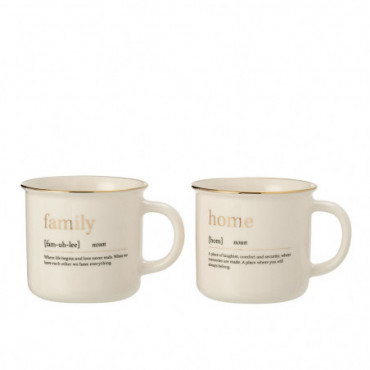 Mug Message Family Home Ceramique Or Assortiment de 2
