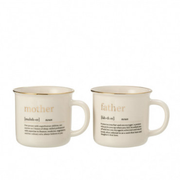Mug Message Mother Father Ceramique Or Assortiment de 2