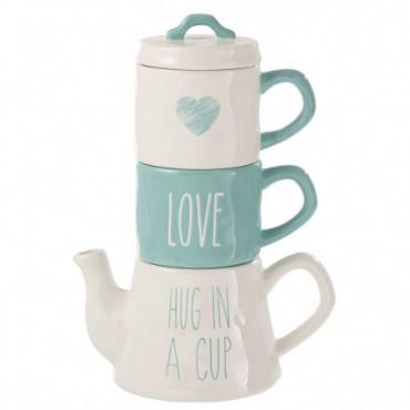 Tea For 2 Love Ceramique Blanc/Bleu