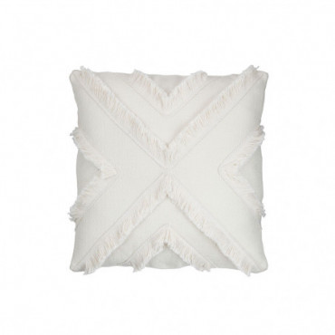 Coussin Croix Carre Polyester Blanc