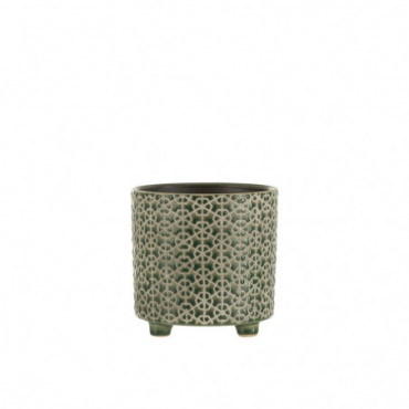 Cache-Pot Fleur Ceramique Vert Taille Moyenne