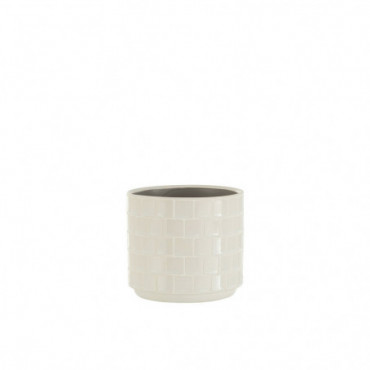 Cache-Pot Brillant Carre Ceramique Blanc Petite Taille