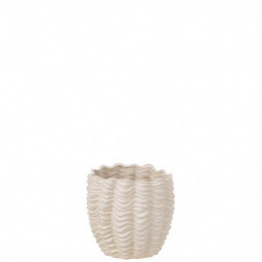 Cache-Pot Pot Coquillage Ceramique Beige Petite Taille