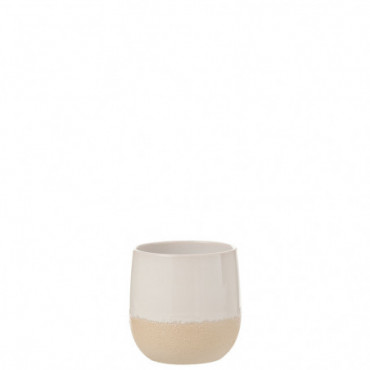 Cache-Pot Pot Maru Ceramique Beige Blanc Petite Taille