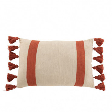 Coussin Plage Rayure Rectangle Cotton Corail