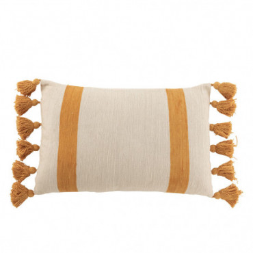 Coussin Plage Rayure Rectangle Cotton Ocre