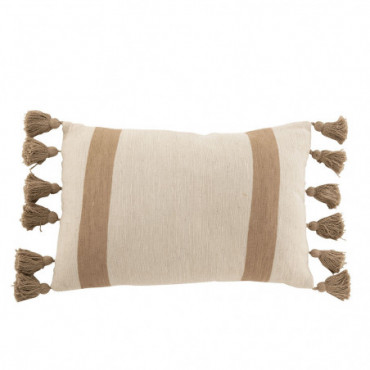 Coussin Plage Rayure Rectangle Cotton Taupe