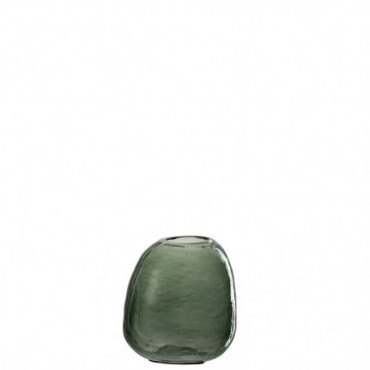 Vase Boule Irregulier Verre Vert