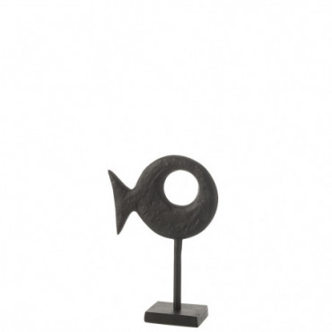 Figurine Poisson Sur Pied Aluminium Noir Petite Taille