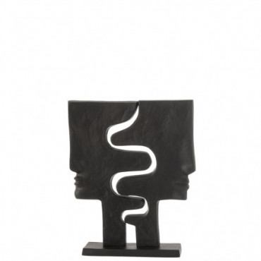 Figurine Visages Imbriqués Aluminium Noir