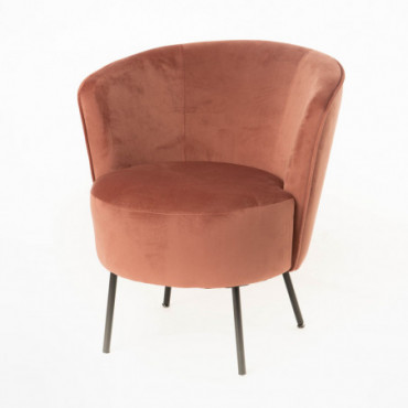 Fauteuil Rose Meredith Metal Velours Polyester(Rp