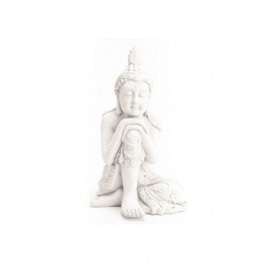 Buddha Blanc Vieilli Resine
