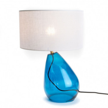 Lampe Balance Bleu Abat-jour Lin Blanc - E27 60W
