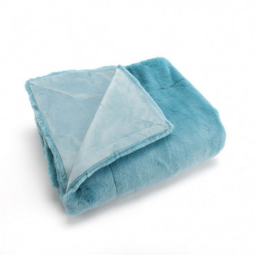 Plaid Luxe Bleu Canard 100% Polyester