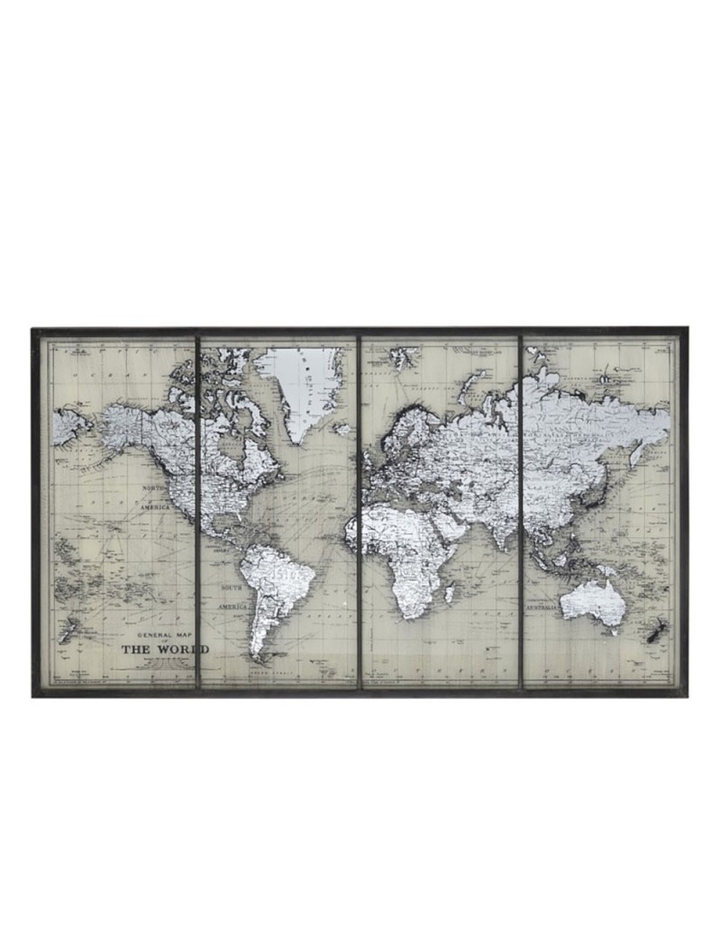 Cadre Mappemonde Verre Gris