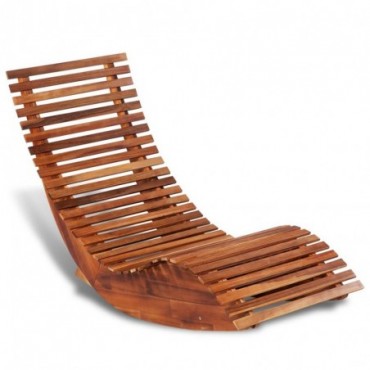 Chaise longue basculante en bois d'acacia