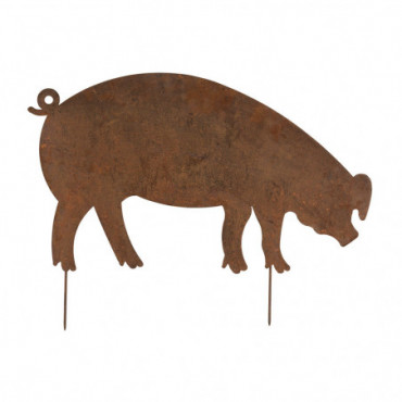 Décoration De Jardin Plate Cochon Fer Rouille L