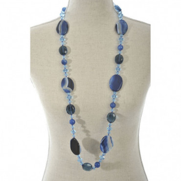 Collier Cristal + Perles Blue