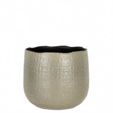 Cache Pot Motifs Ceramique Gris Clair XL