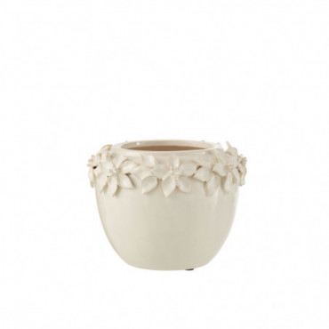 Cache-pot Fleur Ceramique Blanc L