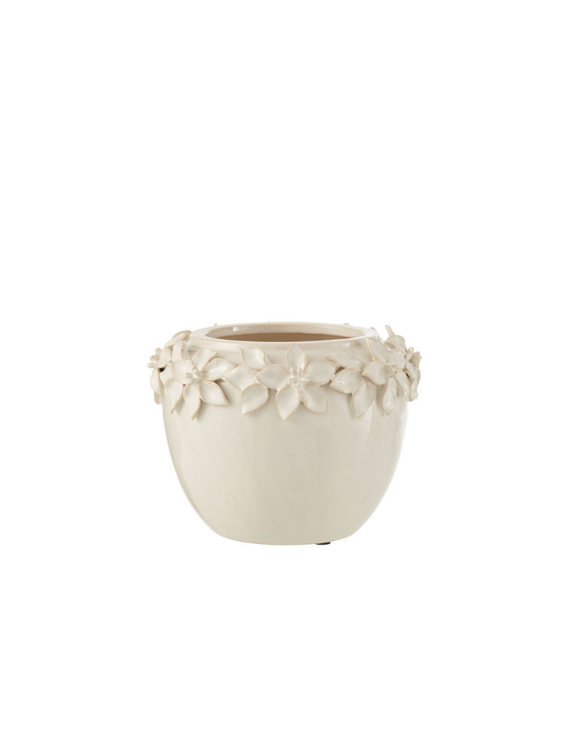 Cache-pot Fleur Ceramique Blanc L J-line