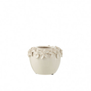Cache-pot Fleur Ceramique Blanc S