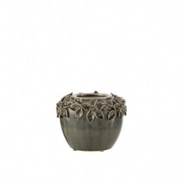 Cache-pot Fleur Ceramique Gris S