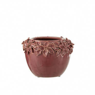 Cache-pot Fleur Ceramique Rose L