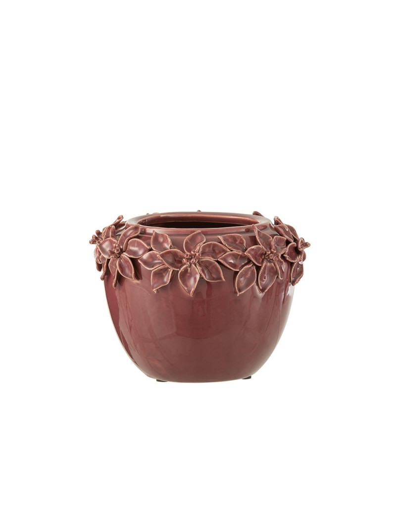 Cache-pot Fleur Ceramique Rose L J-line