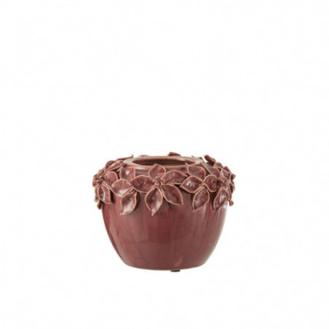 Cache-pot Fleur Ceramique Rose S